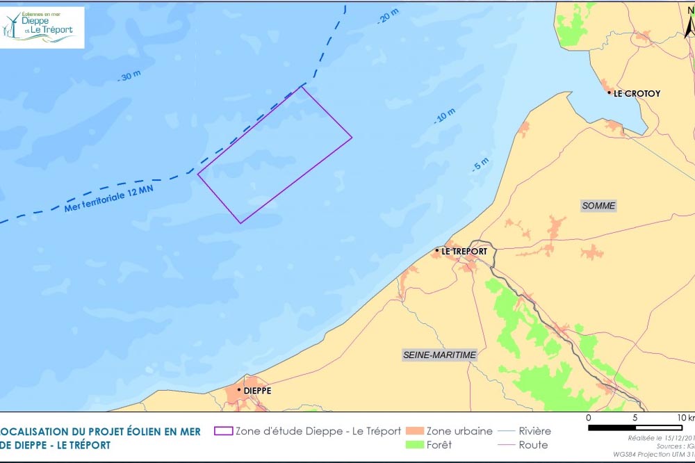 Étude d’éoliennes en mer au large du Tréport