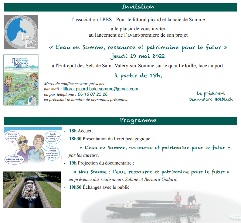 Invitation et programme « L&rsquo;eau en Somme »